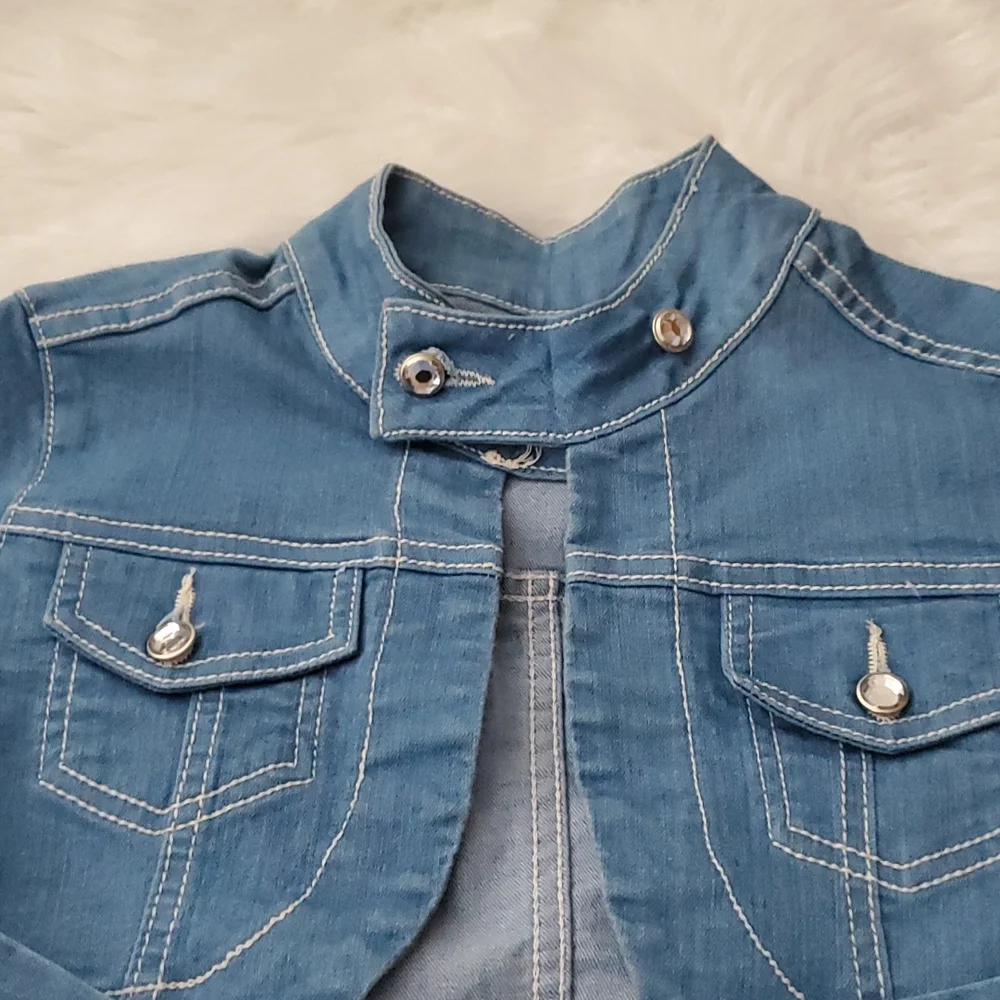 Cropped Blue Denim Jean Jacket shrug - Picture 9 of 9